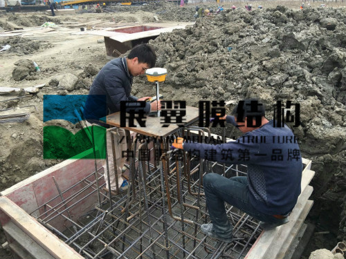 盐城景观膜结构工程桩基施工现场图